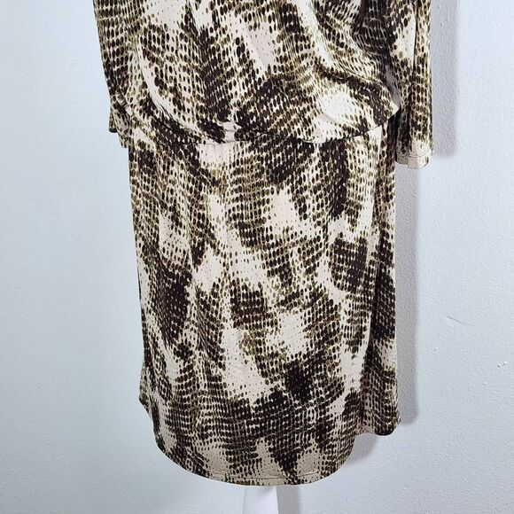 Ellen Tracy Brown Snakeskin Print Dress Size Medium Wedding Guest Dress - Picture 6 of 10